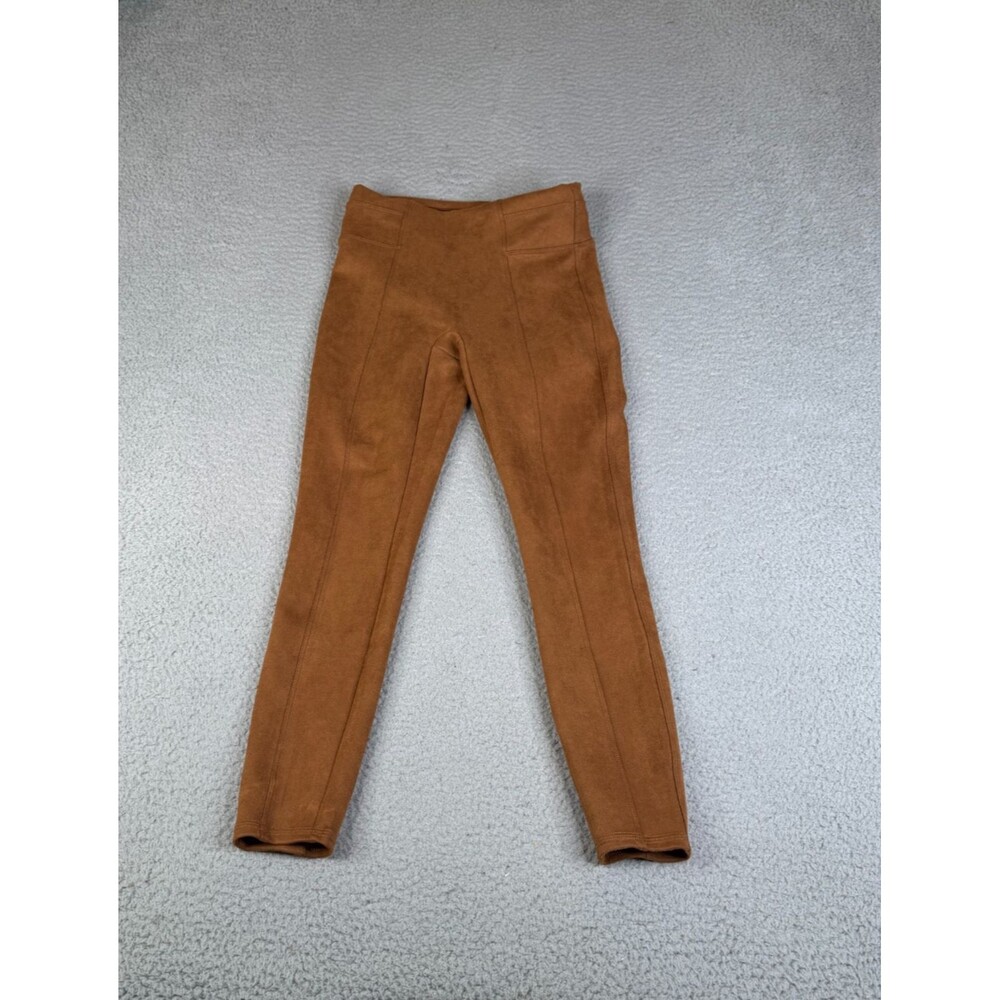 SPANX Leggings Womens S PETITE Brown High Rise Faux Suede Pull On Skinny Vegan
